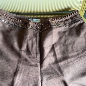 Dressbarn Chocolate dress pants with Beaded Accents